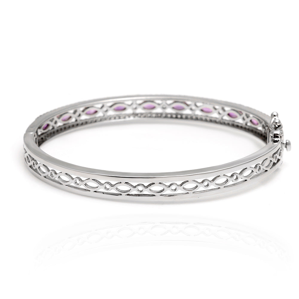 Silberarmband mit brasilianischem Amethyst und weißem Topas 4 