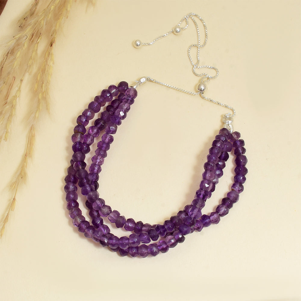Silberhalskette mit brasilianischem Amethyst 3 
