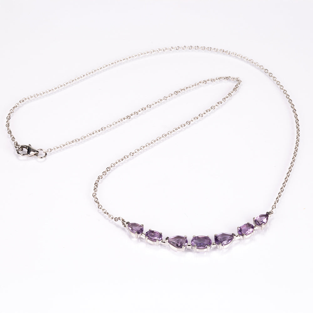 Silberhalskette mit brasilianischem Amethyst 6 