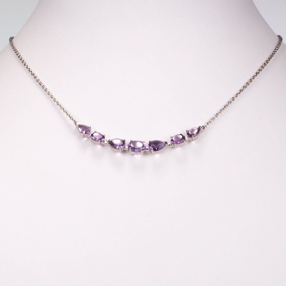 Silberhalskette mit brasilianischem Amethyst 8 