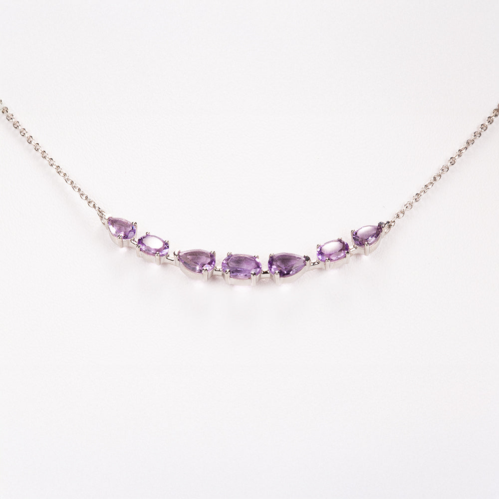 Silberhalskette mit brasilianischem Amethyst 9 