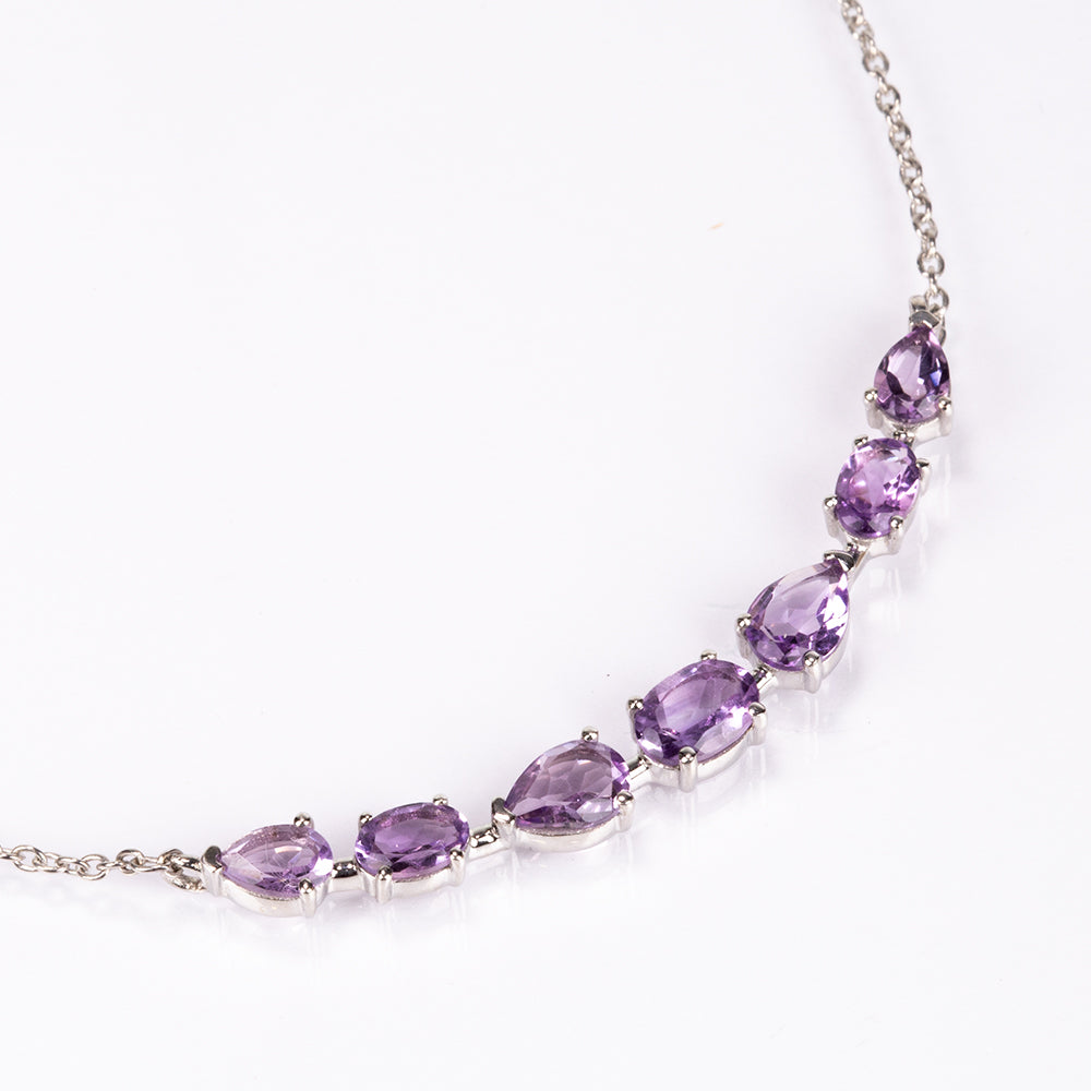 Silberhalskette mit brasilianischem Amethyst 1 
