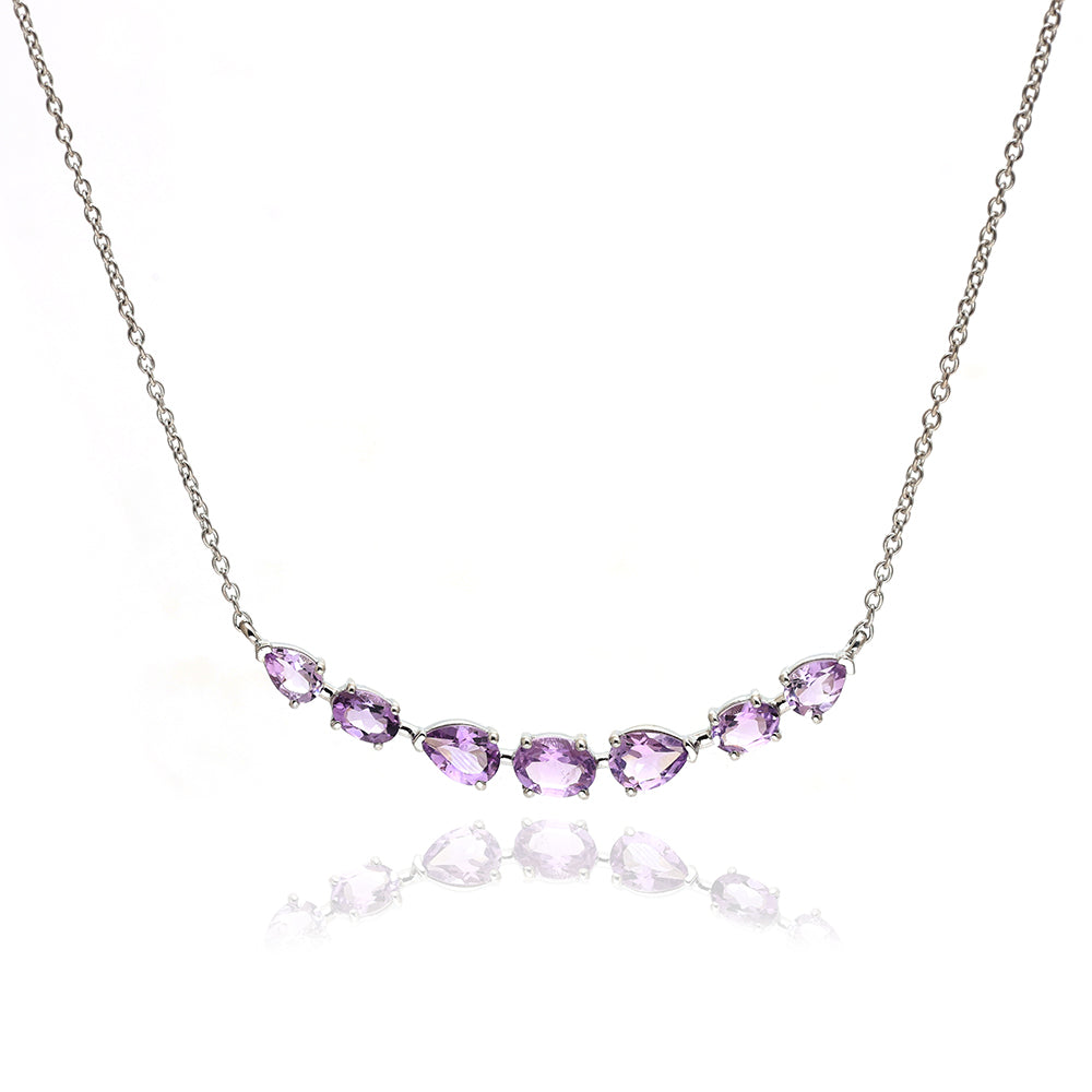 Silberhalskette mit brasilianischem Amethyst