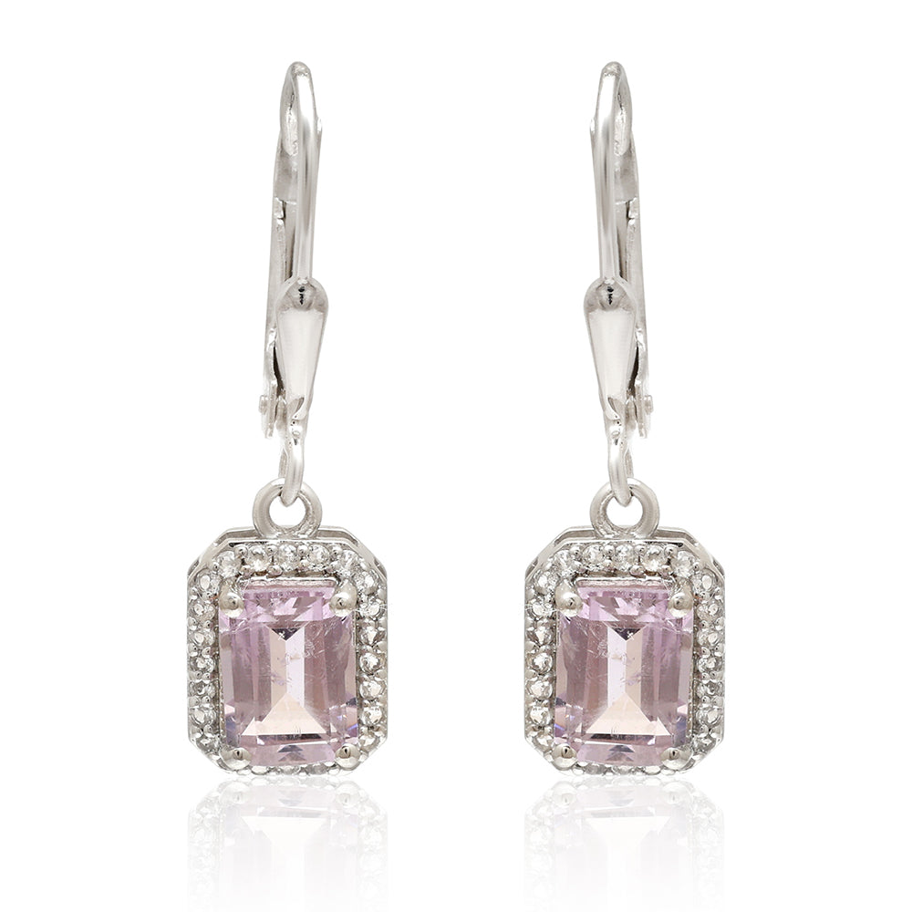 Silberohrringe mit brasilianischem Amethyst und weißem Topas 1 