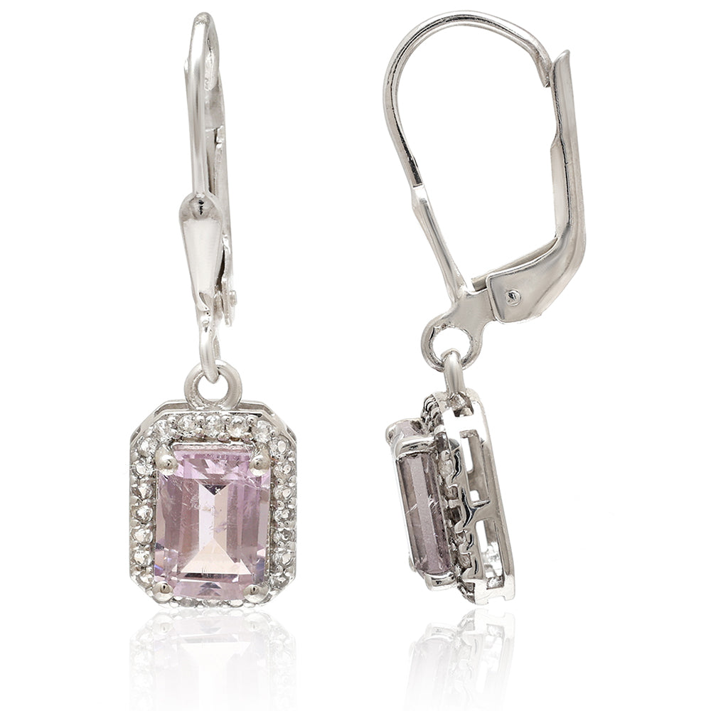Silberohrringe mit brasilianischem Amethyst und weißem Topas