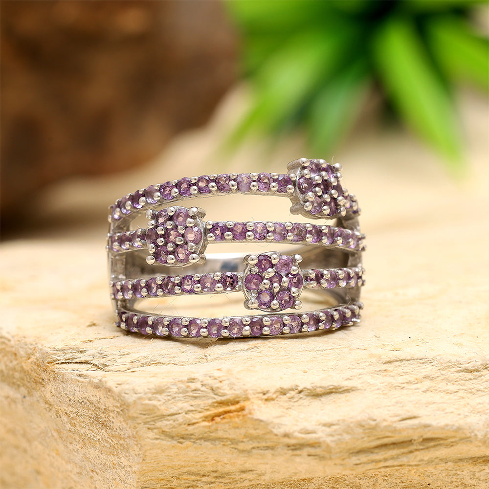 Silberring mit brasilianischem Amethyst