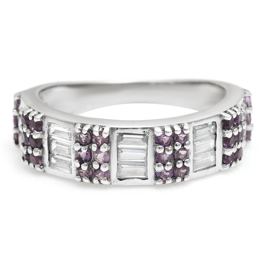 Silberring mit brasilianischem Amethyst und weißem Topas