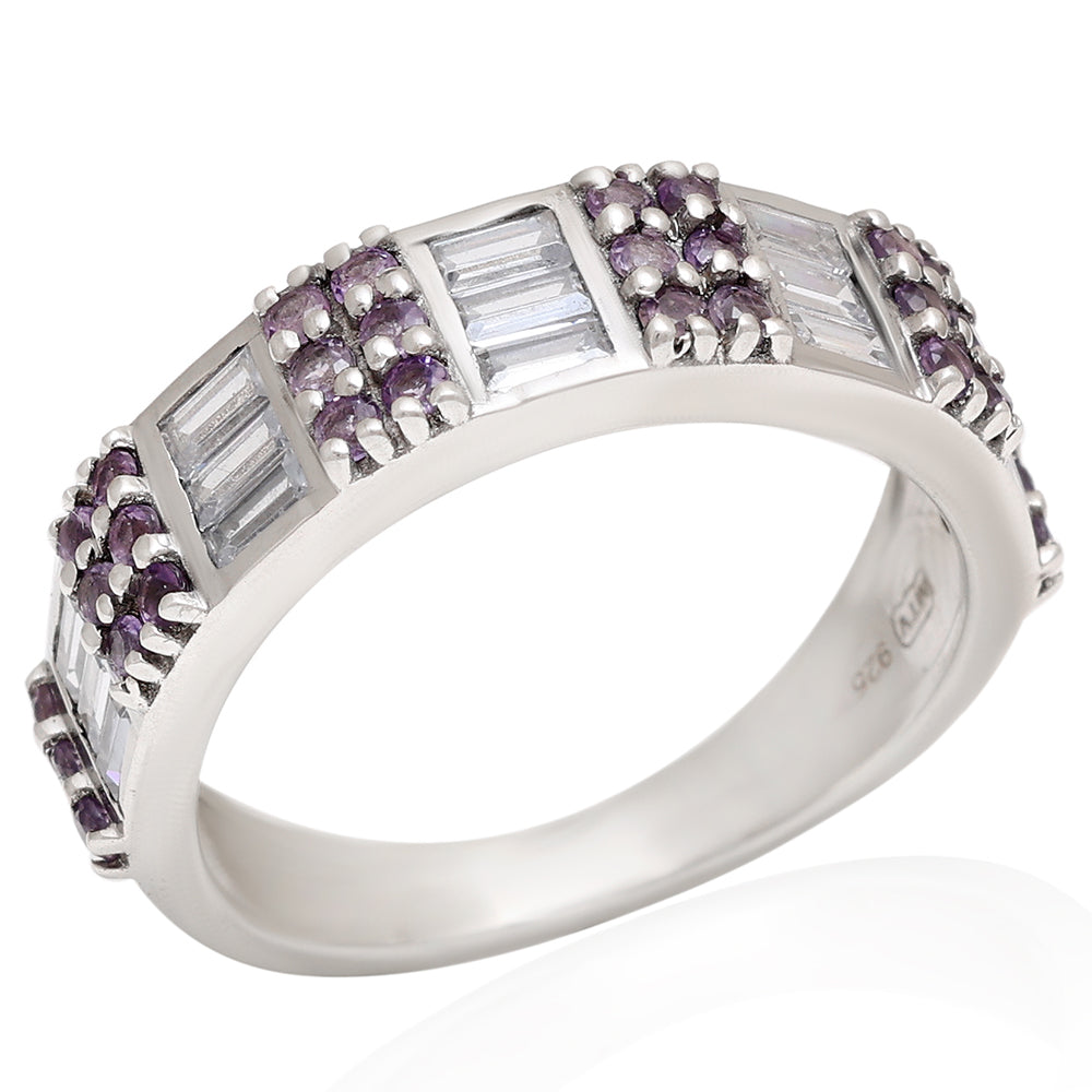 Silberring mit brasilianischem Amethyst und weißem Topas