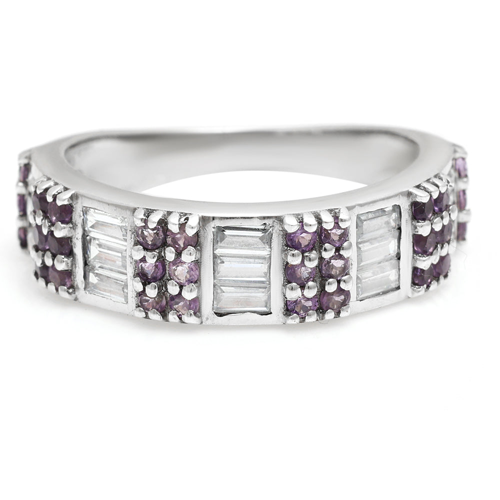 Silberring mit brasilianischem Amethyst und weißem Topas 1 
