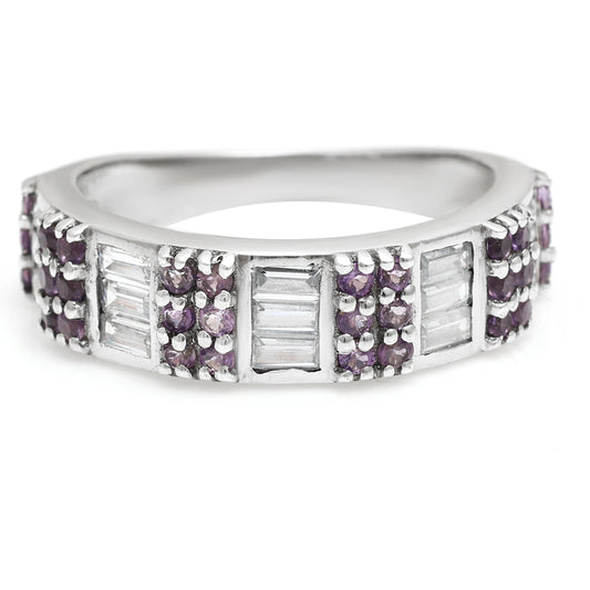 Silberring mit brasilianischem Amethyst und weißem Topas