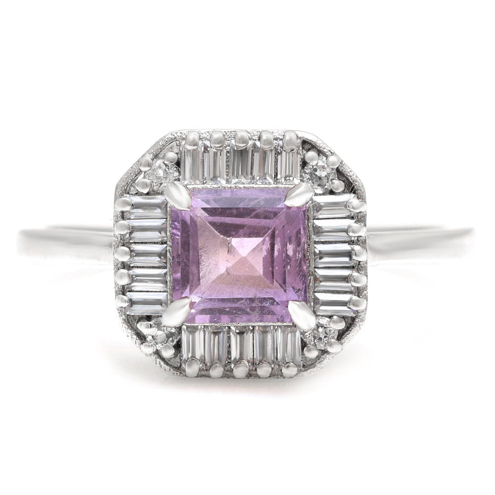 Silberring mit brasilianischem Amethyst und weißem Topas 5 