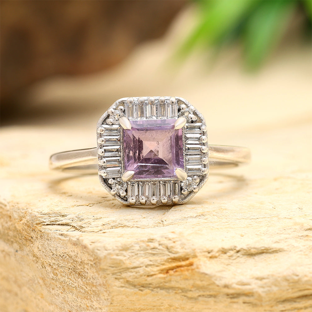 Silberring mit brasilianischem Amethyst und weißem Topas 2 