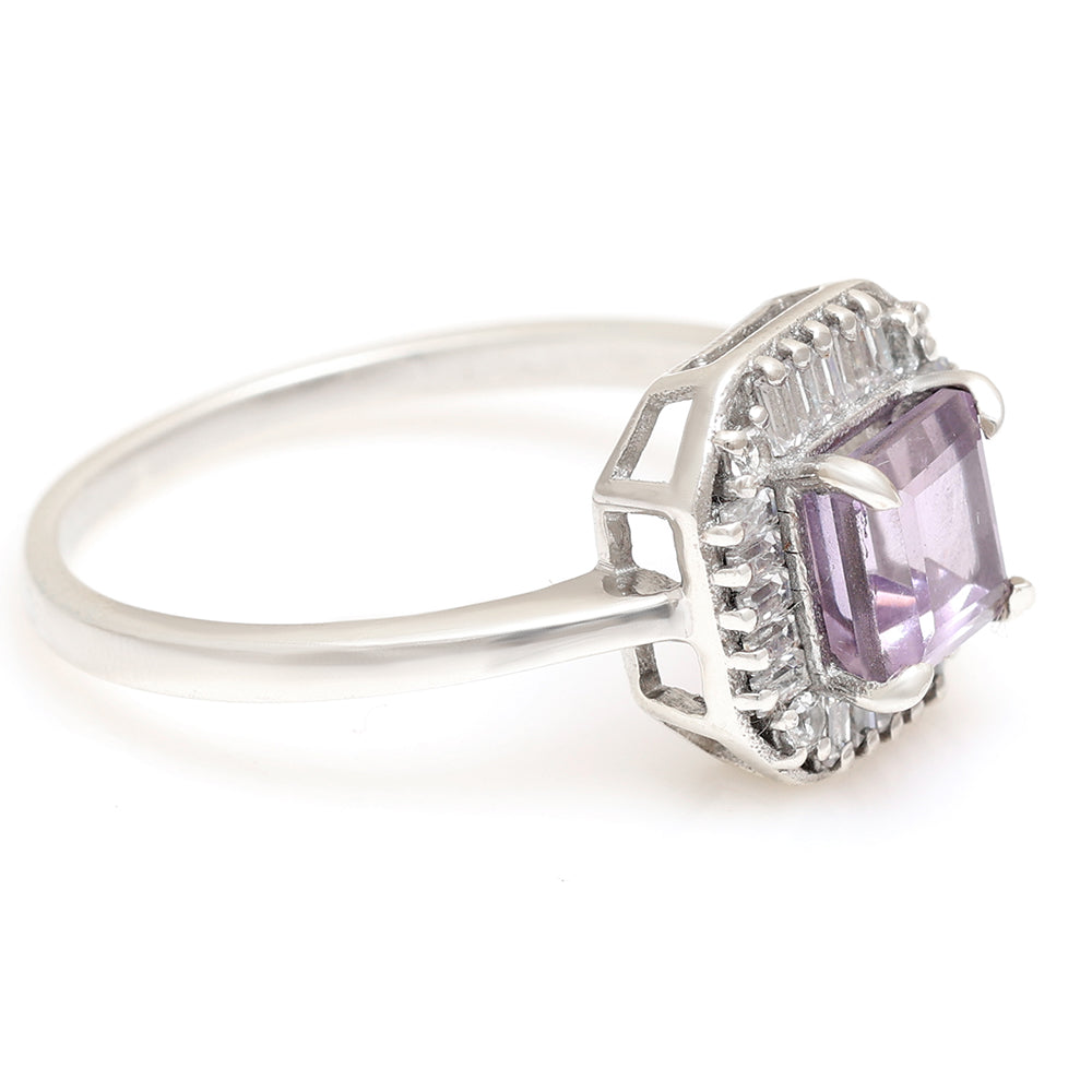 Silberring mit brasilianischem Amethyst und weißem Topas