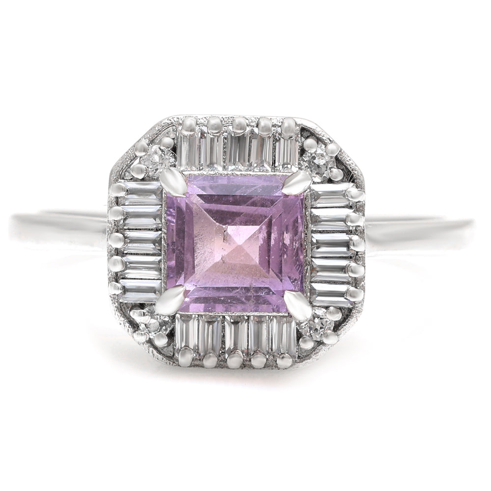 Silberring mit brasilianischem Amethyst und weißem Topas