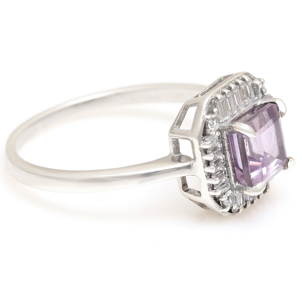 Silberring mit brasilianischem Amethyst und weißem Topas