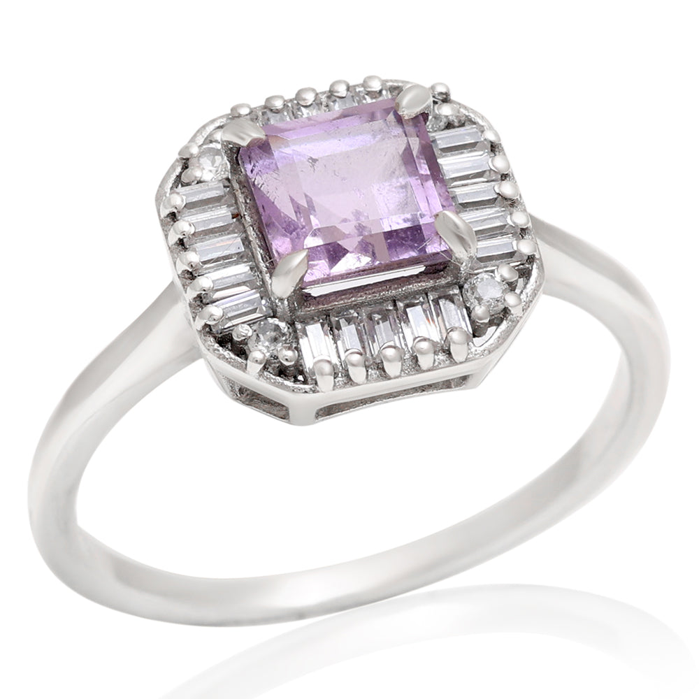 Silberring mit brasilianischem Amethyst und weißem Topas