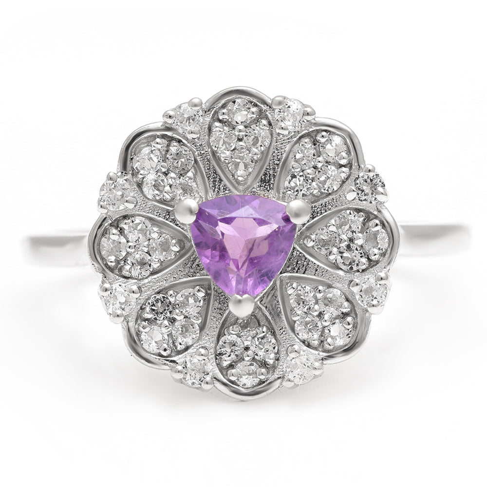 Silberring mit brasilianischem Amethyst und weißem Topas
