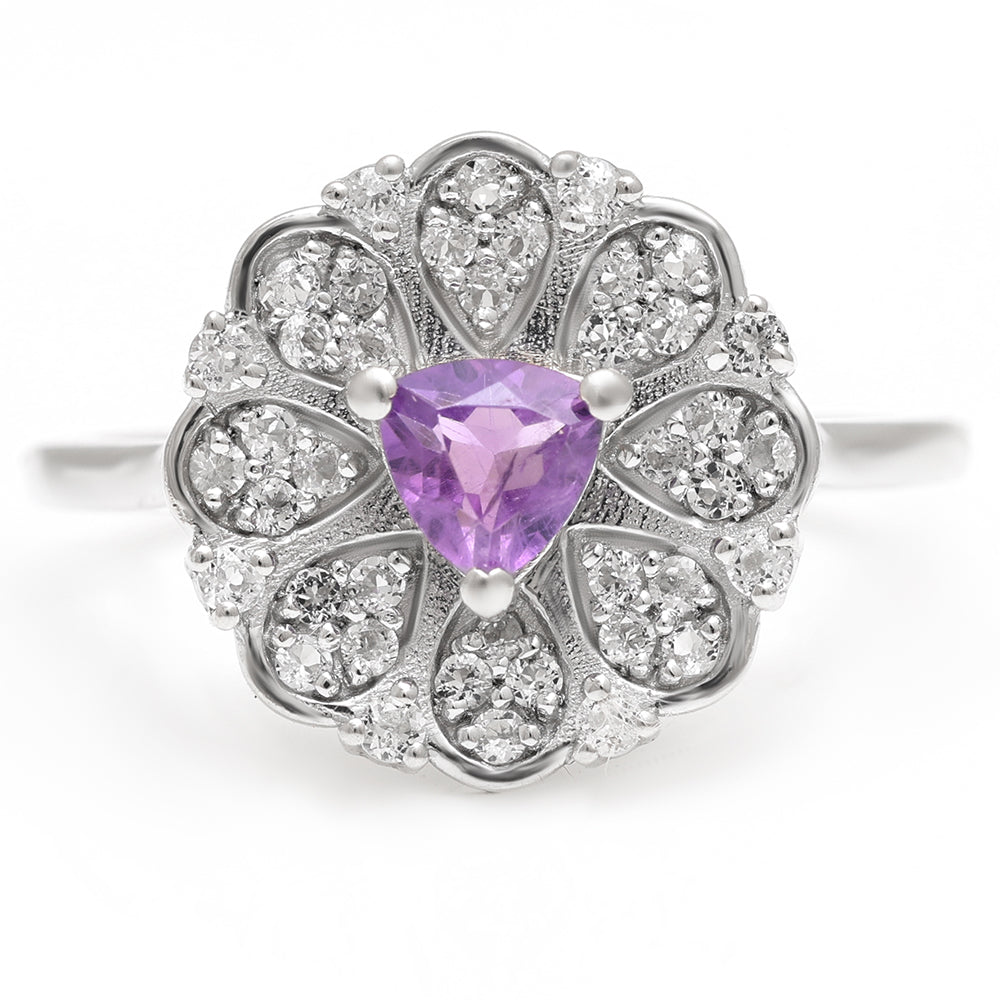 Silberring mit brasilianischem Amethyst und weißem Topas 1 