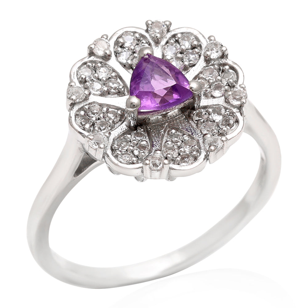 Silberring mit brasilianischem Amethyst und weißem Topas 3 
