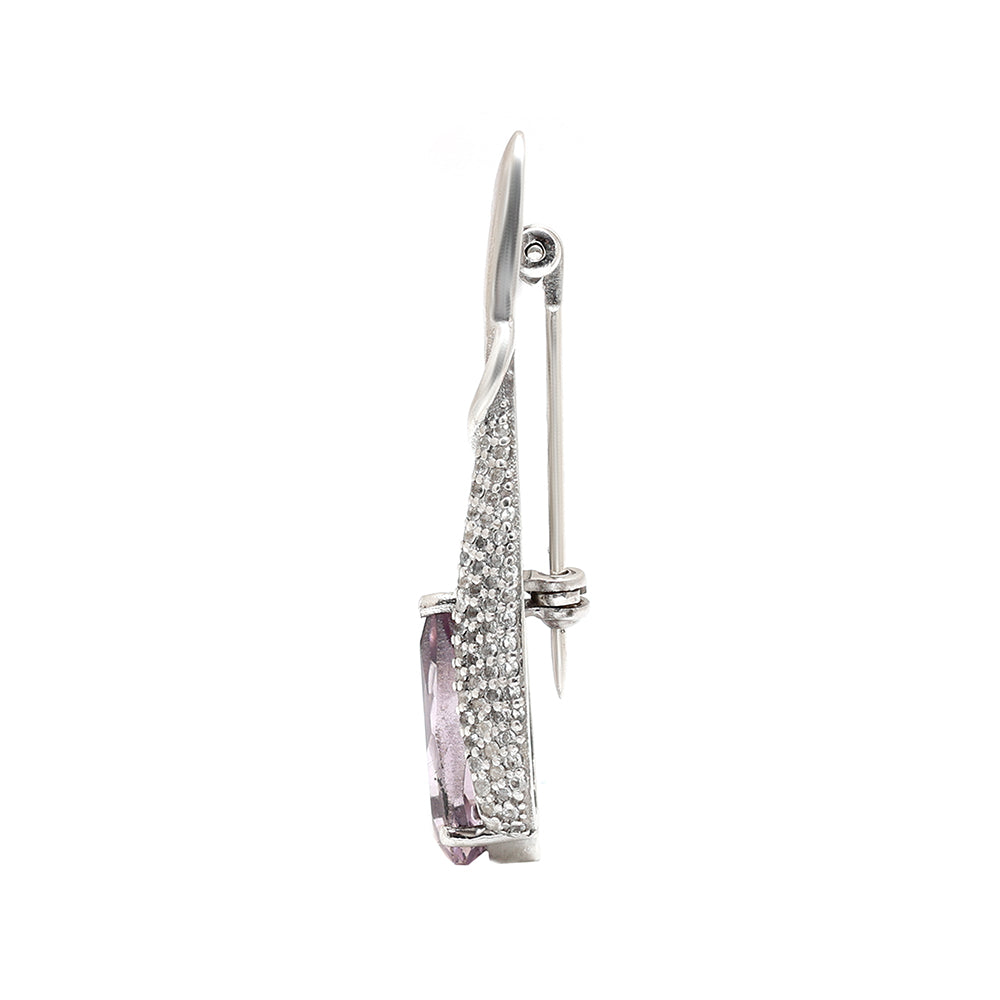 Silberbrosche mit brasilianischem Amethyst und weißem Topas 3 