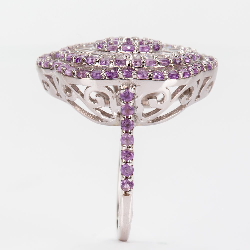 Silberring mit brasilianischem Amethyst und weißem Topas 3 