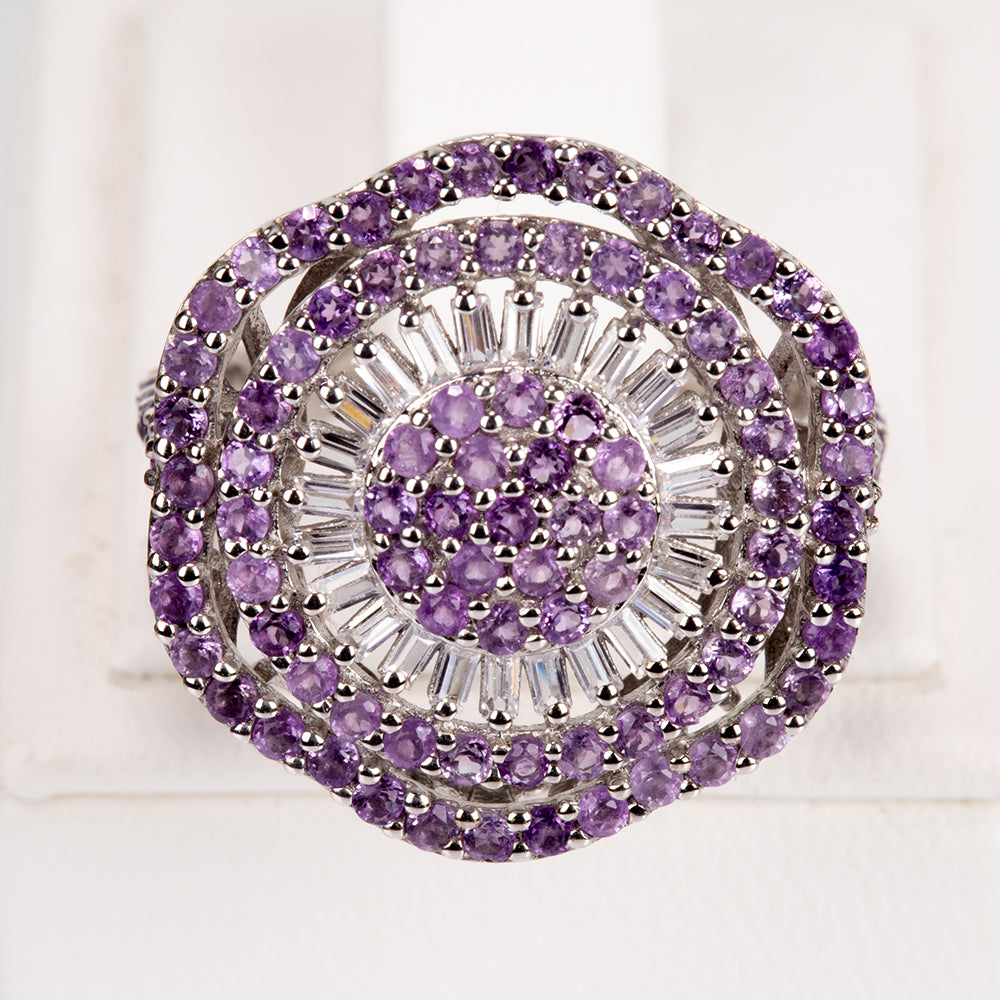 Silberring mit brasilianischem Amethyst und weißem Topas 4 