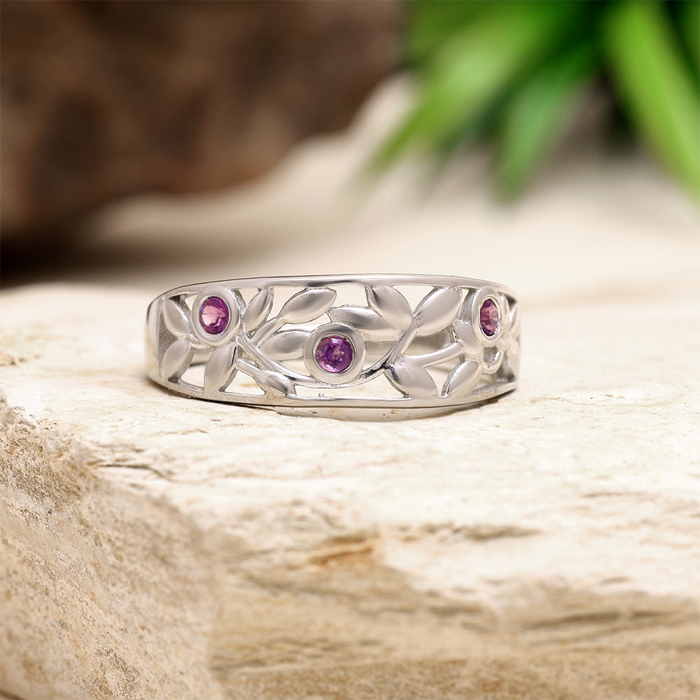 Silberring mit brasilianischem Amethyst 2 
