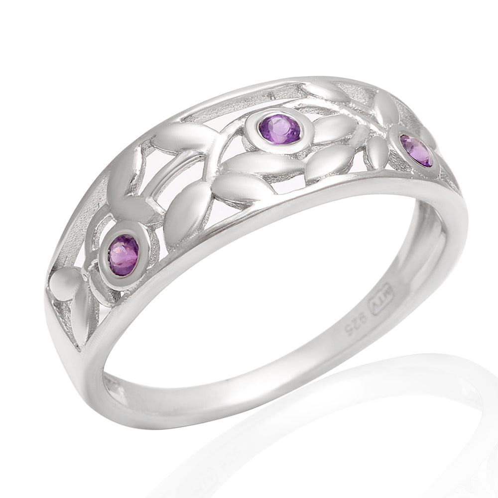 Silberring mit brasilianischem Amethyst 6 