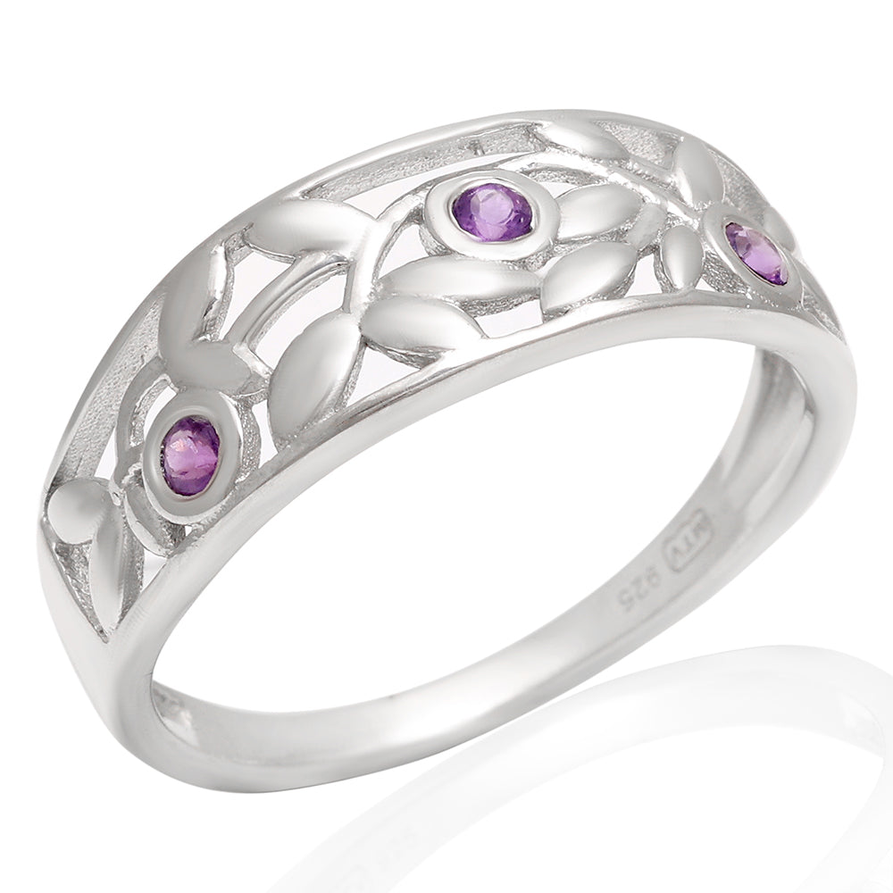 Silberring mit brasilianischem Amethyst