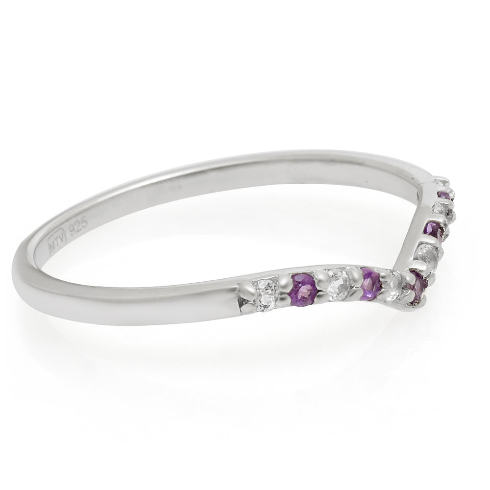 Silberring mit brasilianischem Amethyst und weißem Topas 2 