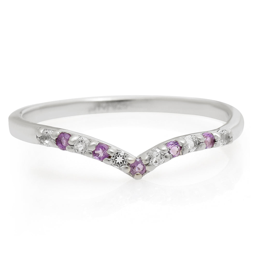 Silberring mit brasilianischem Amethyst und weißem Topas 1 