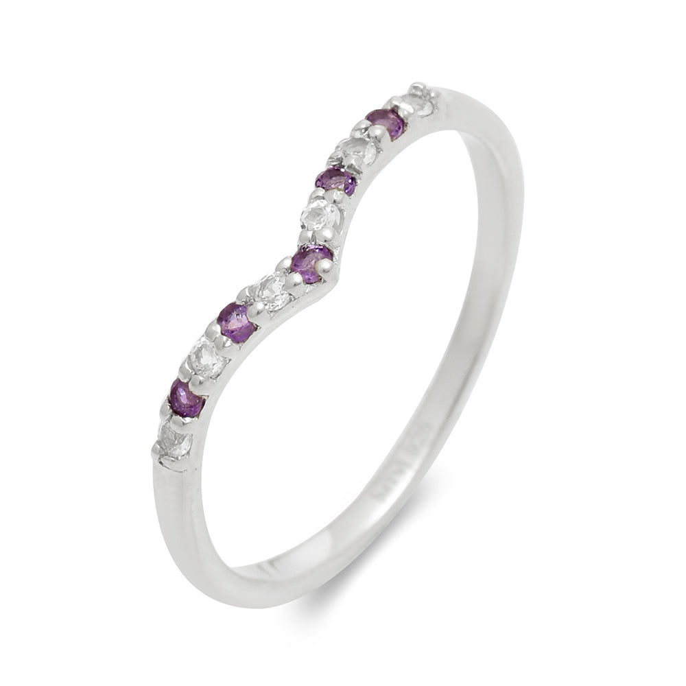 Silberring mit brasilianischem Amethyst und weißem Topas 3 