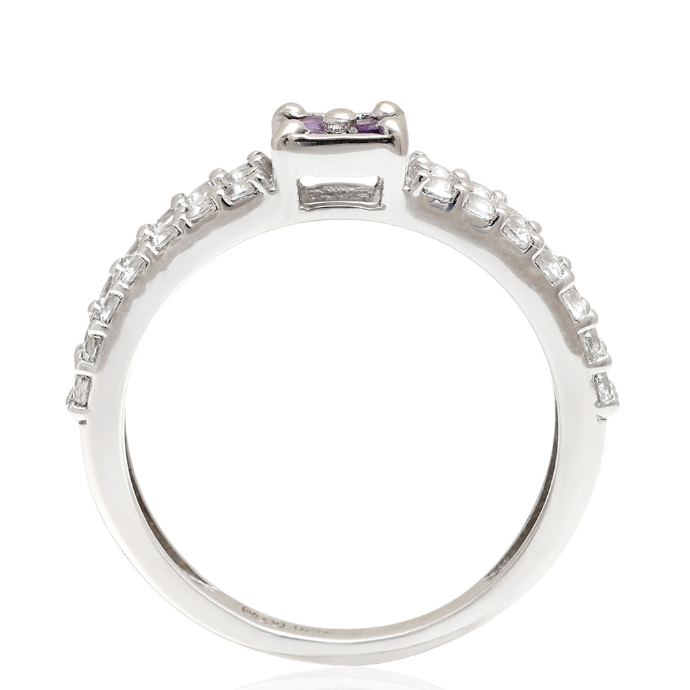 Silberring mit brasilianischem Amethyst und weißem Topas 9 