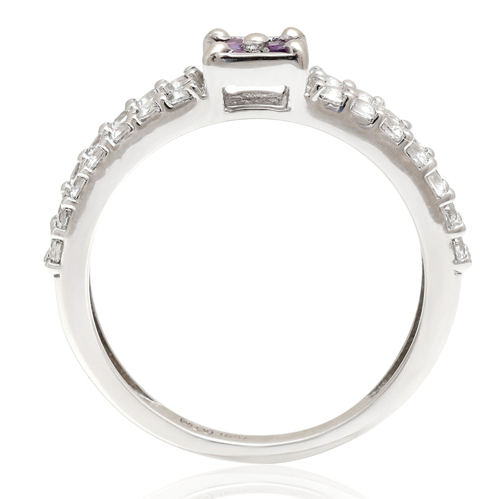 Silberring mit brasilianischem Amethyst und weißem Topas