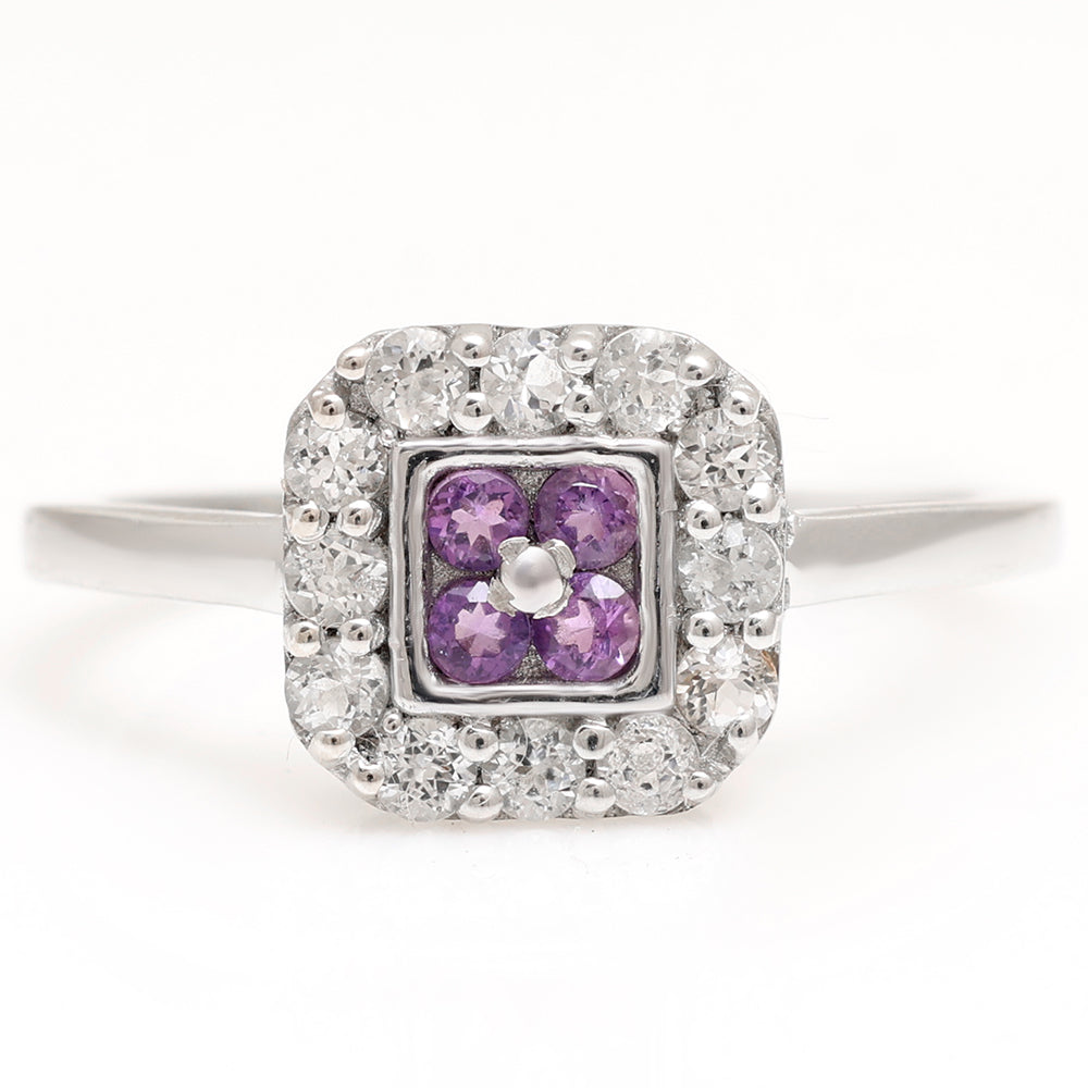 Silberring mit brasilianischem Amethyst und weißem Topas 6 