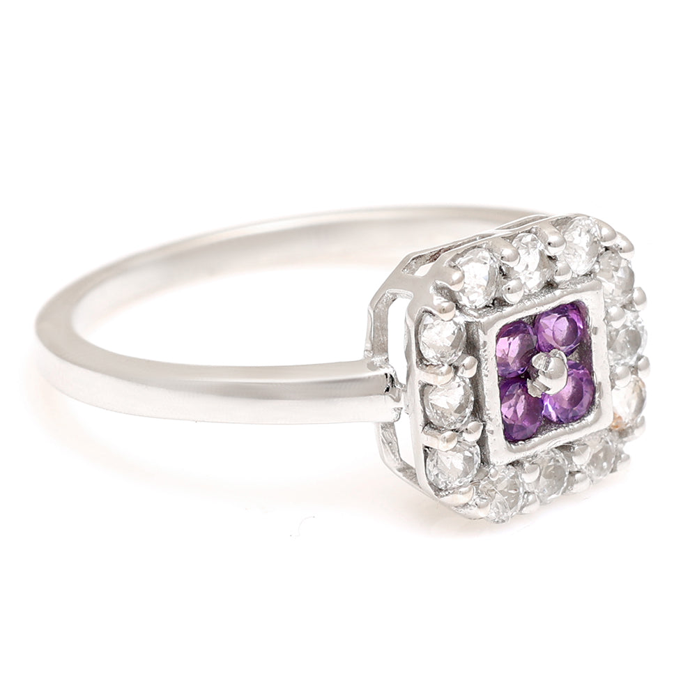 Silberring mit brasilianischem Amethyst und weißem Topas 7 