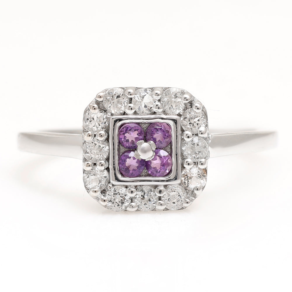 Silberring mit brasilianischem Amethyst und weißem Topas 1 