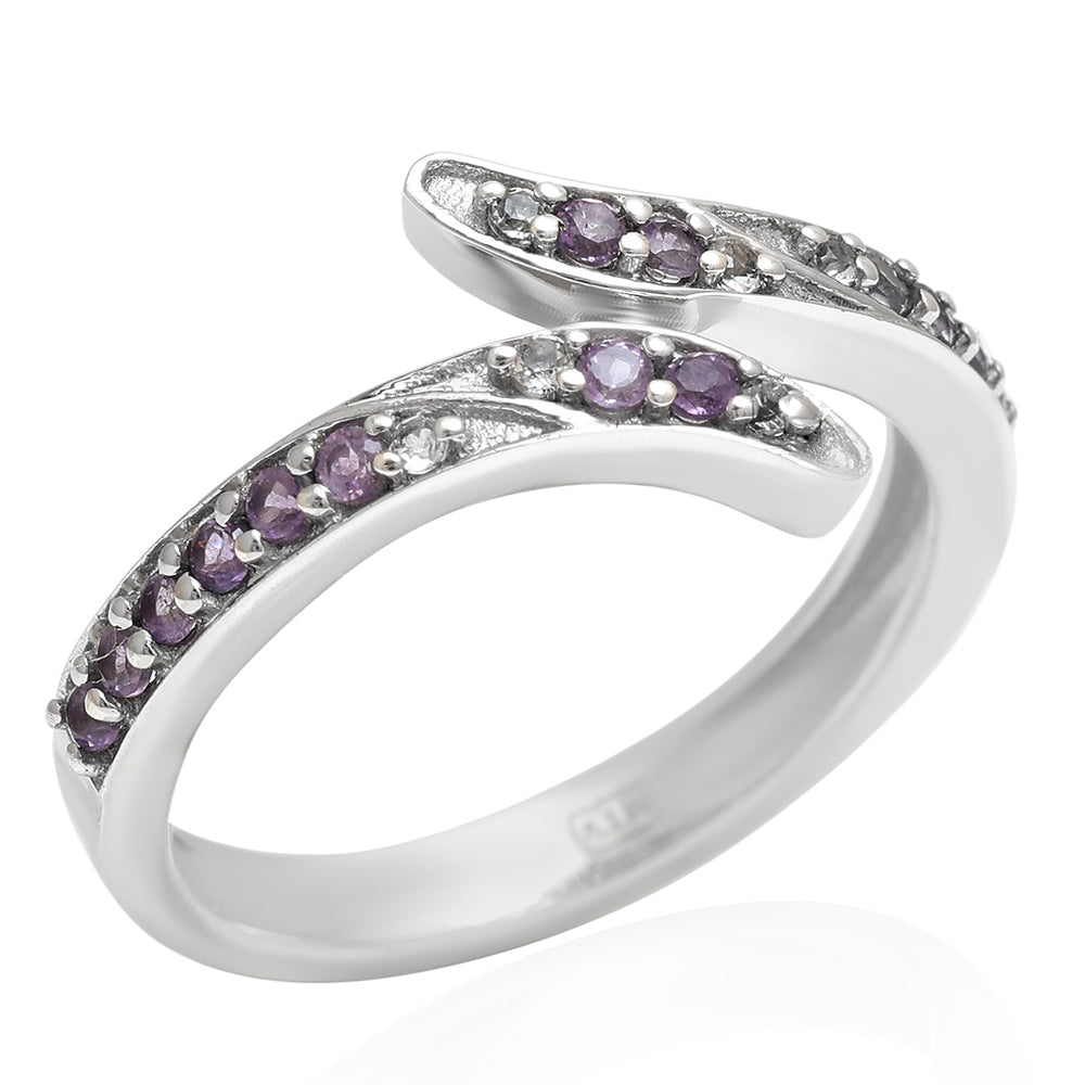 Silberring mit brasilianischem Amethyst und weißem Topas