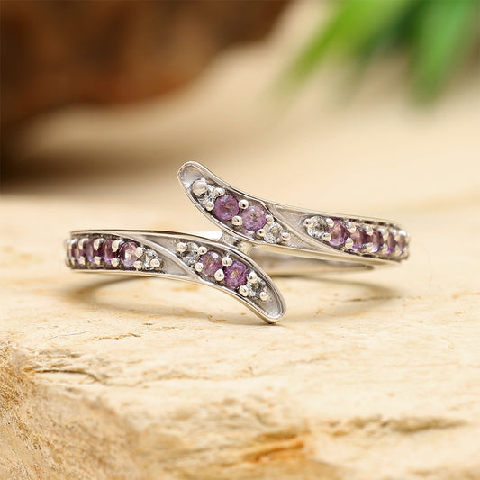 Silberring mit brasilianischem Amethyst und weißem Topas