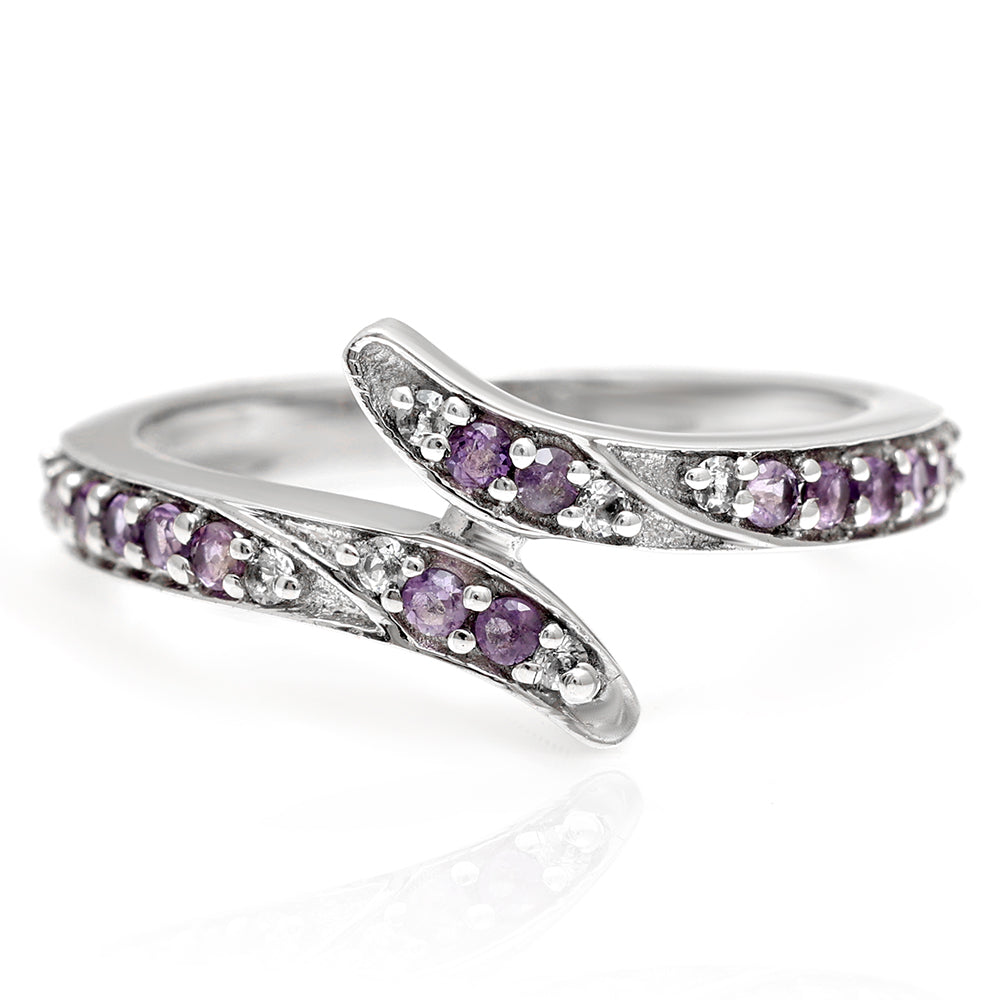 Silberring mit brasilianischem Amethyst und weißem Topas 7 