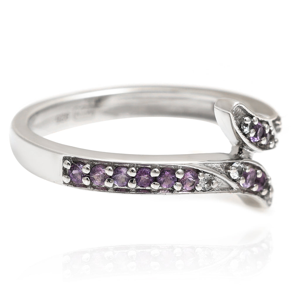 Silberring mit brasilianischem Amethyst und weißem Topas 8 