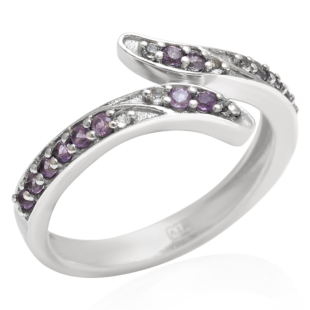 Silberring mit brasilianischem Amethyst und weißem Topas
