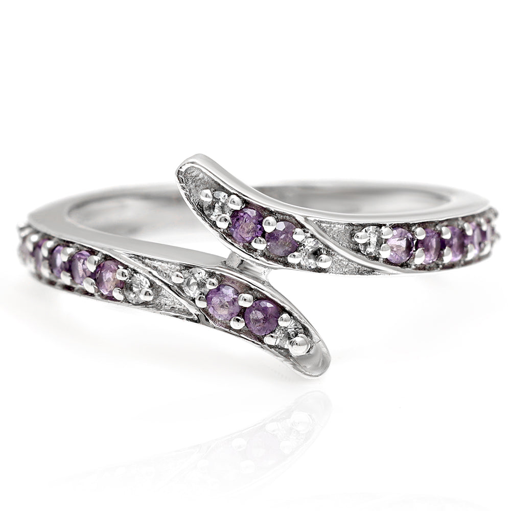 Silberring mit brasilianischem Amethyst und weißem Topas 1 