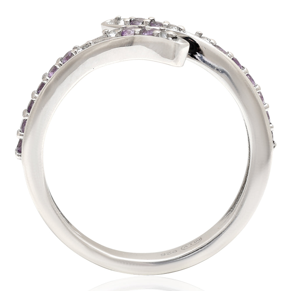 Silberring mit brasilianischem Amethyst und weißem Topas