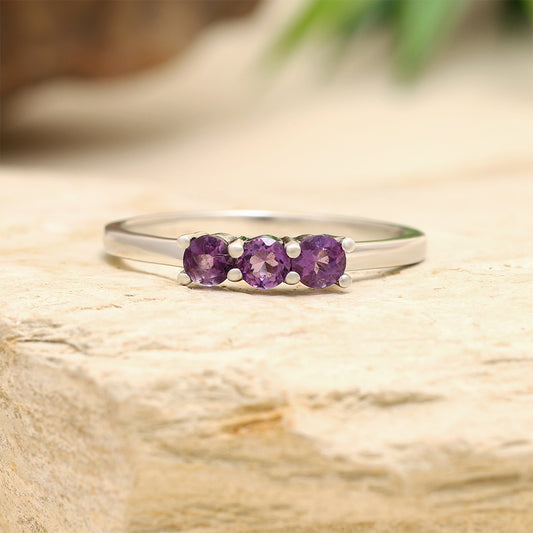 Silberring mit brasilianischem Amethyst