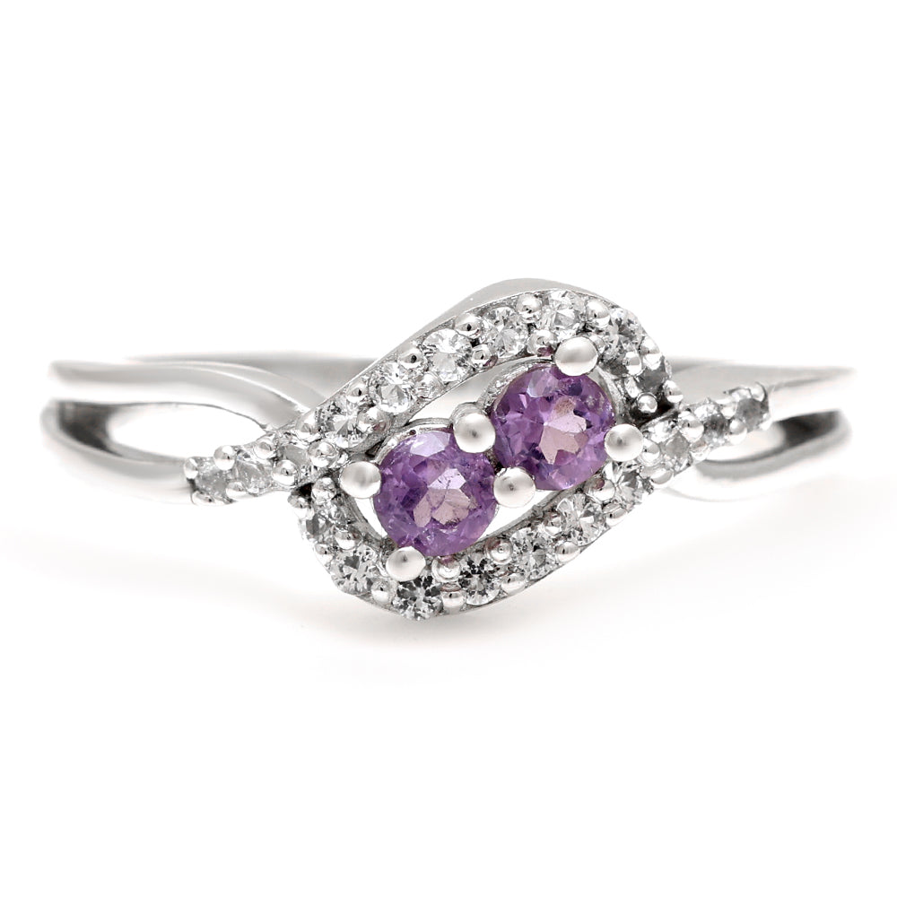 Silberring mit brasilianischem Amethyst und weißem Topas