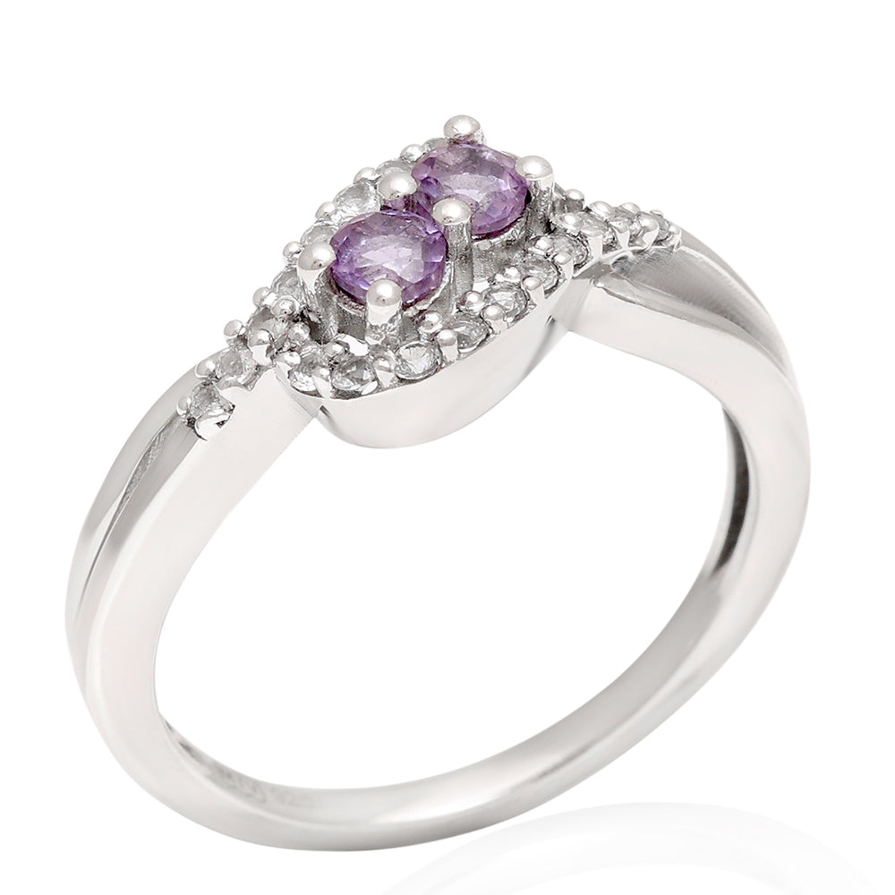 Silberring mit brasilianischem Amethyst und weißem Topas