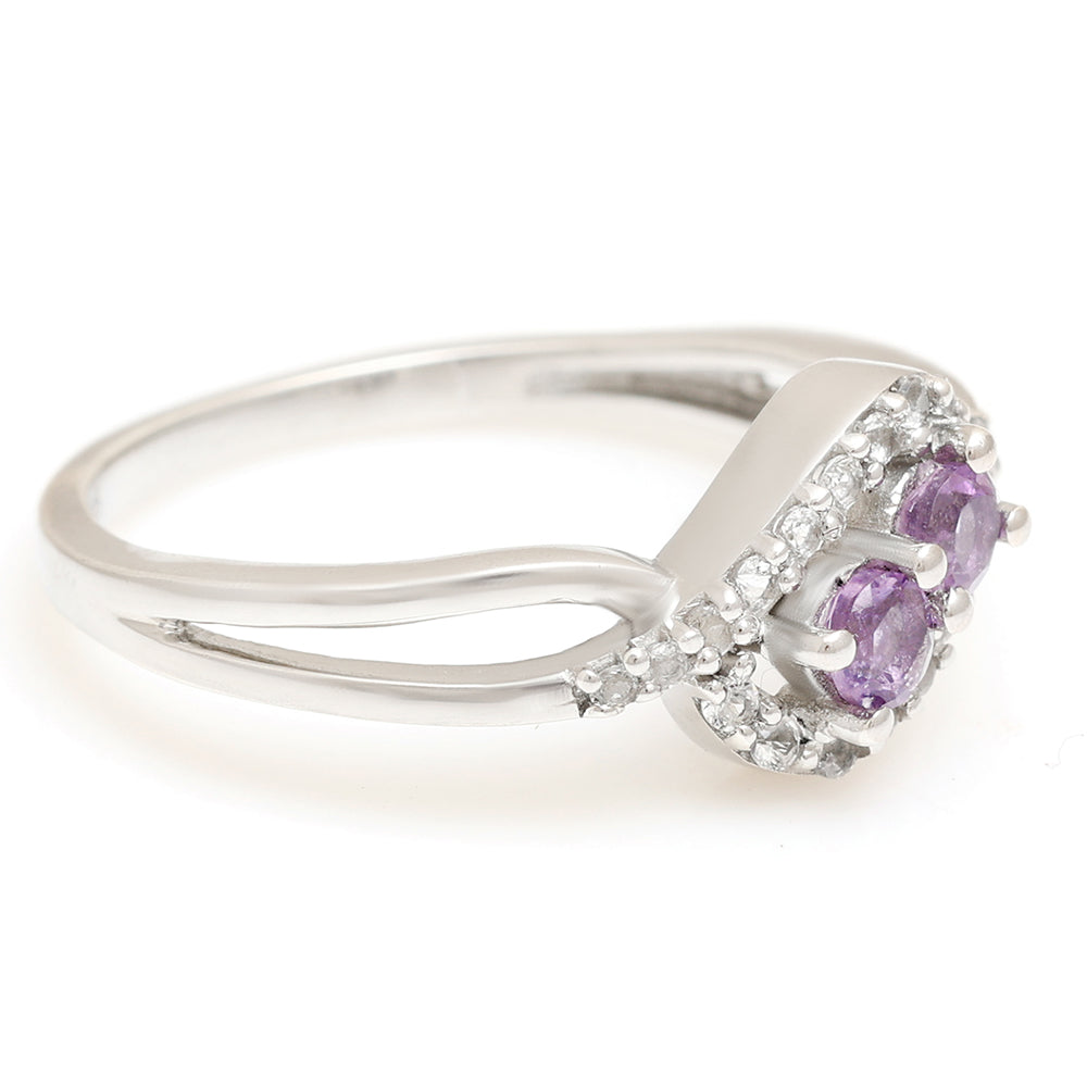 Silberring mit brasilianischem Amethyst und weißem Topas