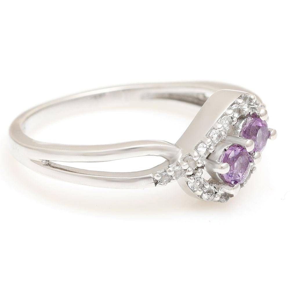 Silberring mit brasilianischem Amethyst und weißem Topas 3 