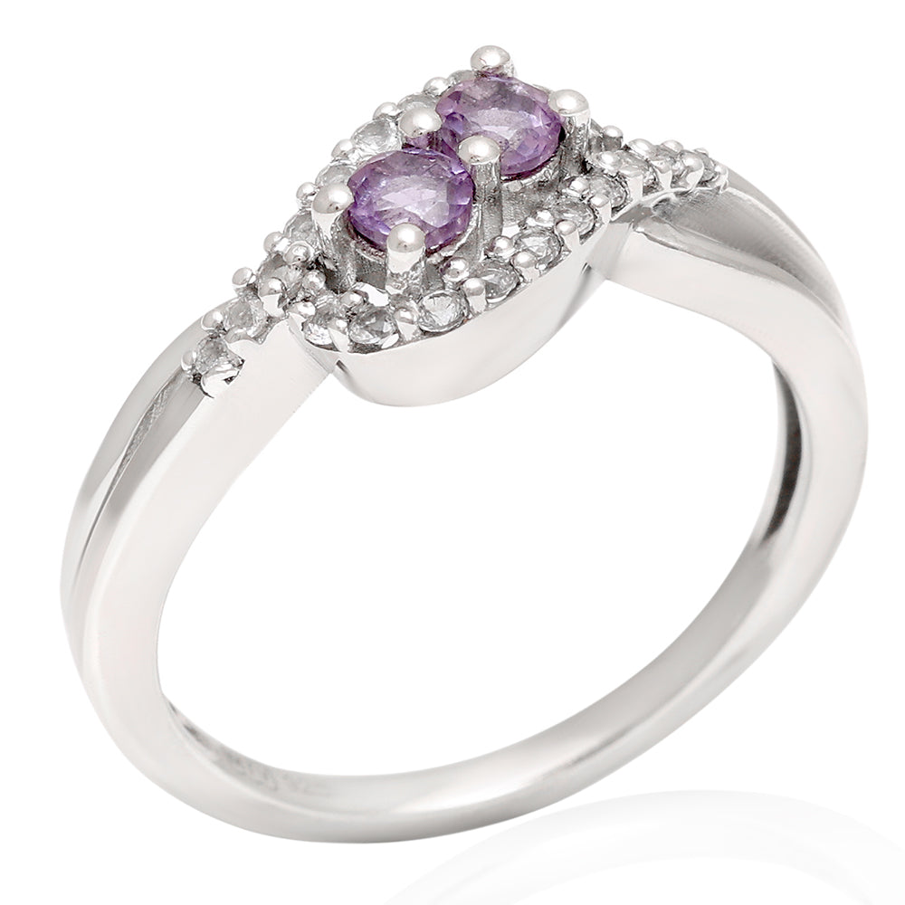 Silberring mit brasilianischem Amethyst und weißem Topas